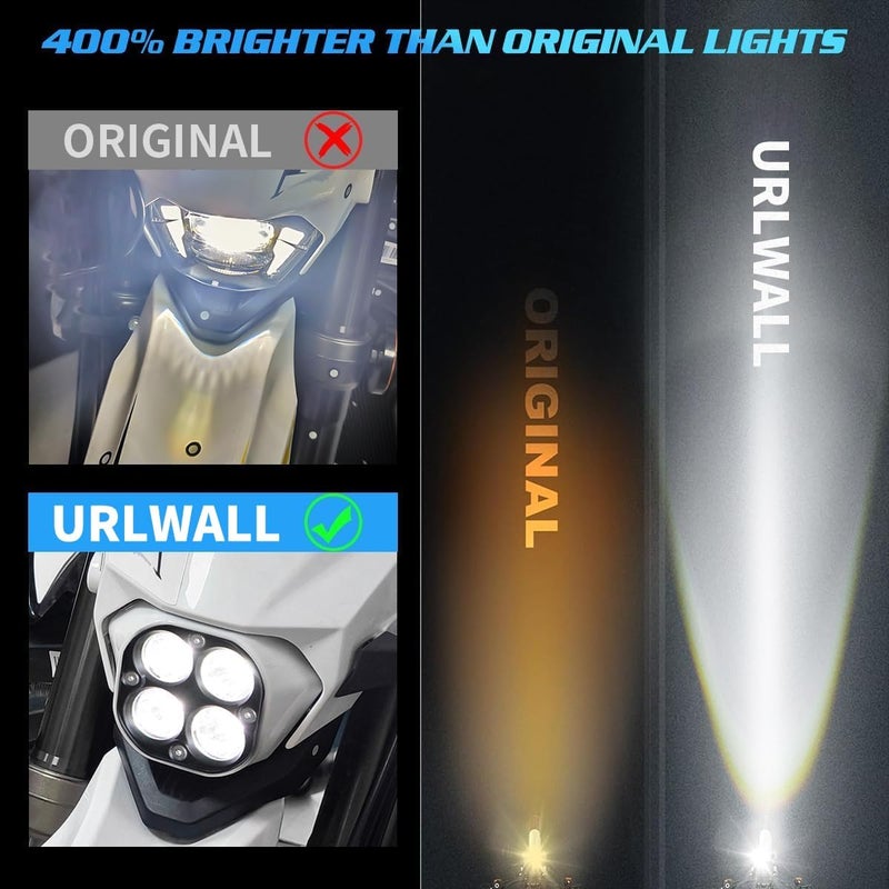 URLWALL Upgraded Headlight for Sur Ron Ultra Bee, Plug N Play LED Headlight Front Lamp Light With Mounting Bracket, Square Four Bulbs Headlamp & Assemblies for Sur ron, 3 Modes - Image 5